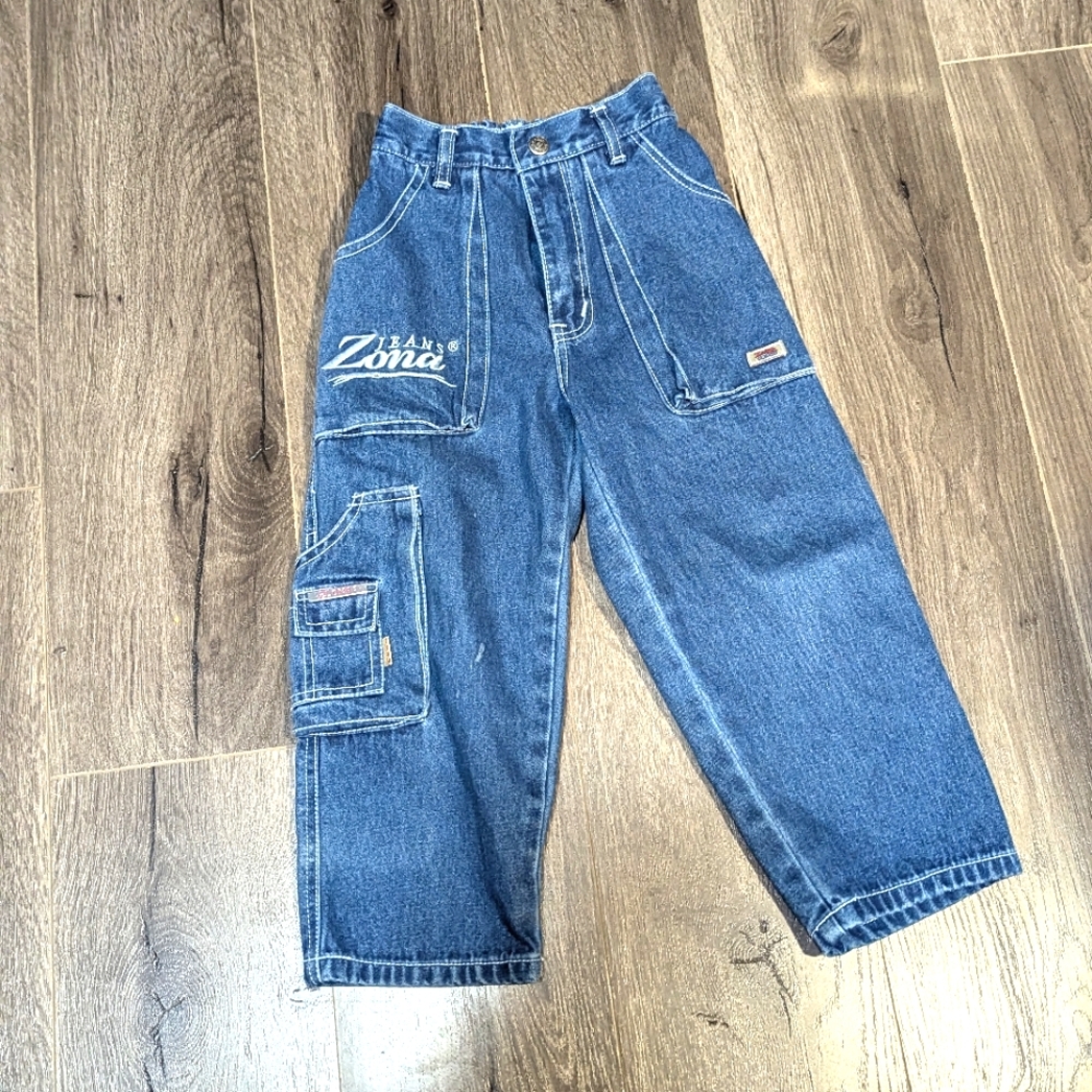 Zona Jeans. Blue Denim Cargo Jeans. Size 4 Children's. Carpenter. HTF. Quality.